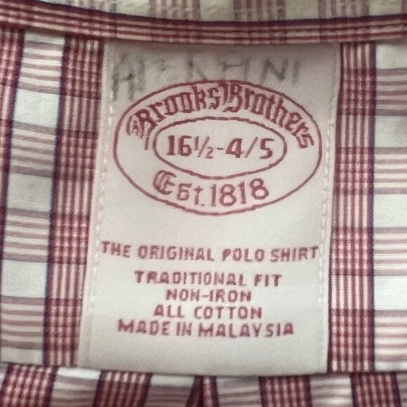 Brooks Brothers Mens Button Down Shirt Pink Traditional Fit Size 16 1/2 - Picture 6 of 7